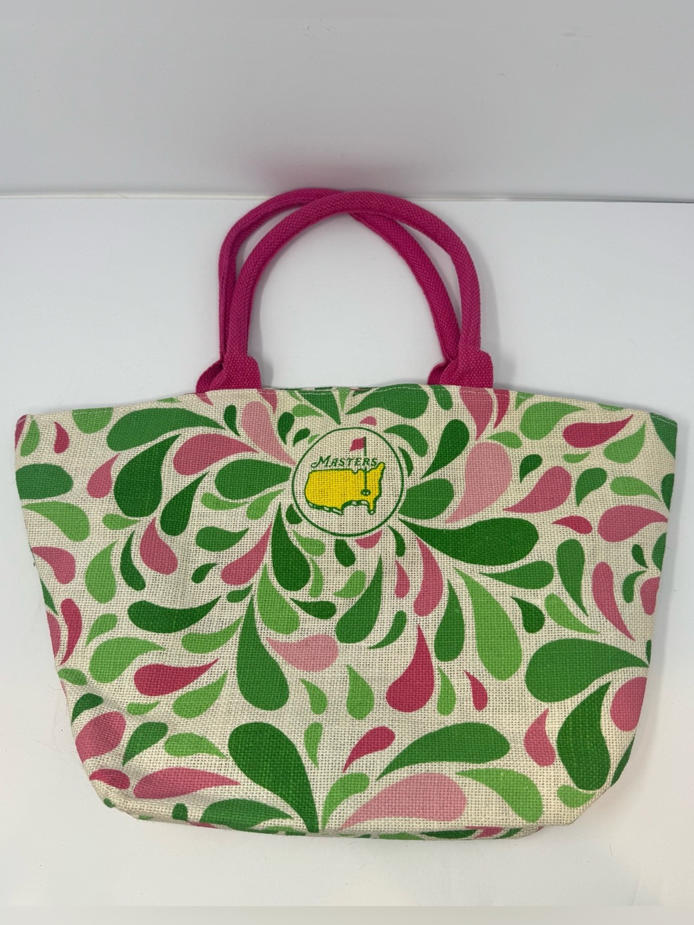 2024 Masters Tournament Jute Tote Bag Pink Green Swirl Burlap Augusta National